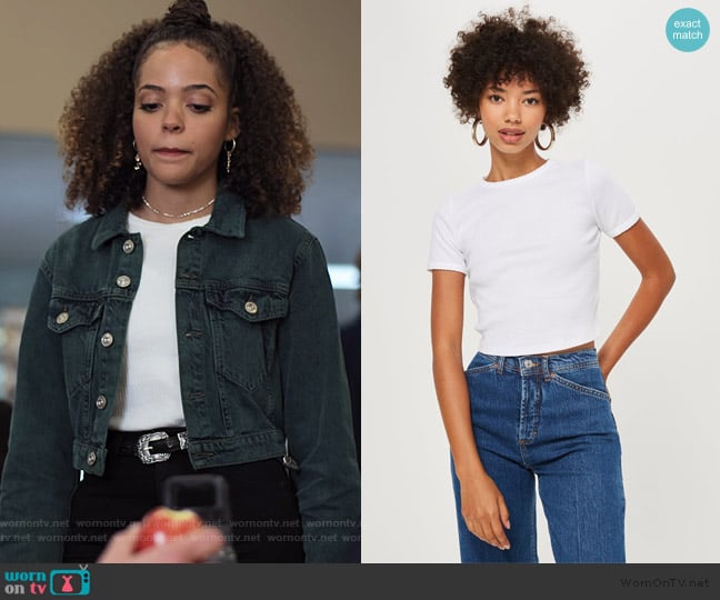 Short Sleeve Scallop T-Shirt by Topshop worn by Tabitha Foster (Quintessa Swindell) on Trinkets