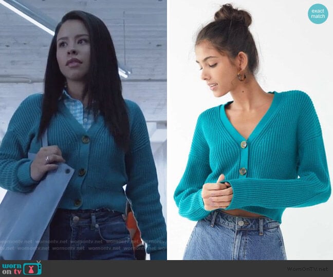 Kai Cropped Cardigan by Urban Outfitters worn by Mariana Foster (Cierra Ramirez) on Good Trouble