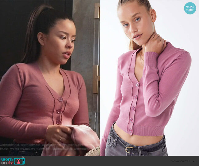 Blaire Button-Down Cardigan by Urban Outfitters worn by Mariana Foster (Cierra Ramirez) on Good Trouble