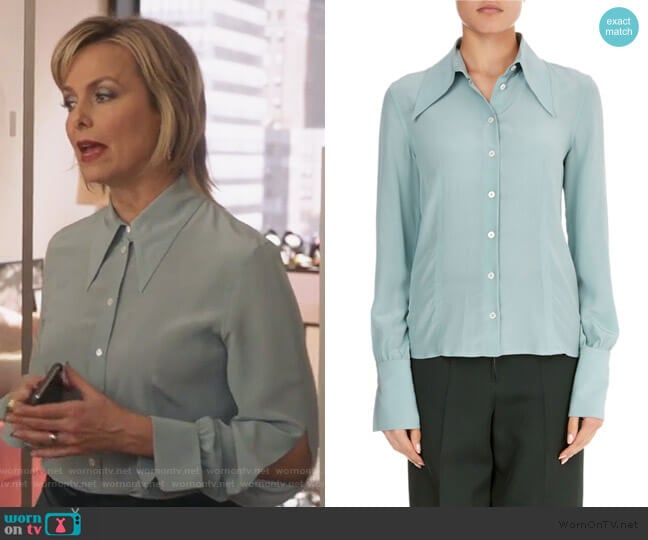 Long-Sleeve Silk Pointed-Collar Top by Victoria Beckham worn by Jacqueline (Melora Hardin) on The Bold Type