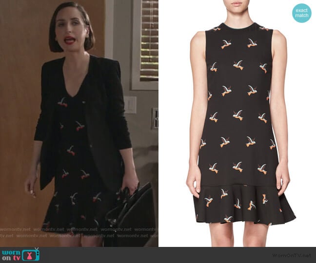 WornOnTV: Jen’s black bird print dress on Life in Pieces | Zoe Lister ...