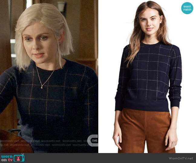 Liv’s navy windowpane check sweater on iZombie