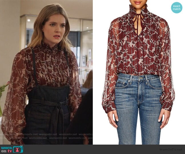 Victoria Silk-Blend Blouse by Warm worn by Sutton (Meghann Fahy) on The Bold Type