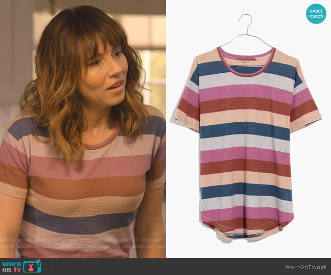 Whisper Cotton Crewneck Tee in Longrock Stripe by Madewell worn by Judy Hale (Linda Cardellini) on Dead to Me