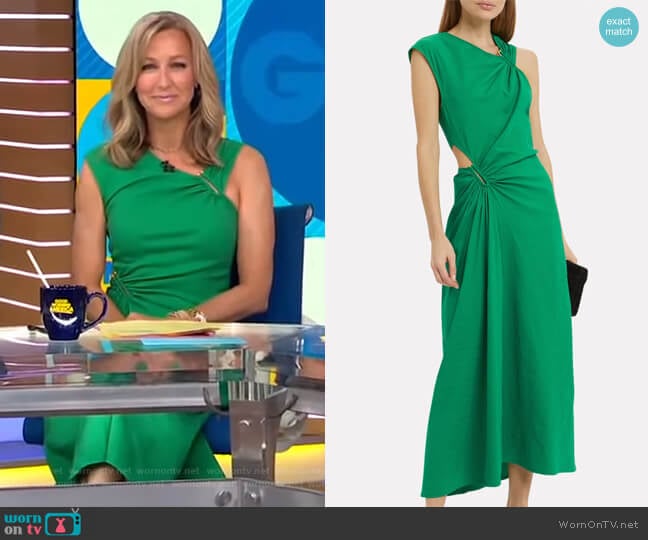 WornOnTV: Lara’s green asymmetric dress on Good Morning America | Lara ...