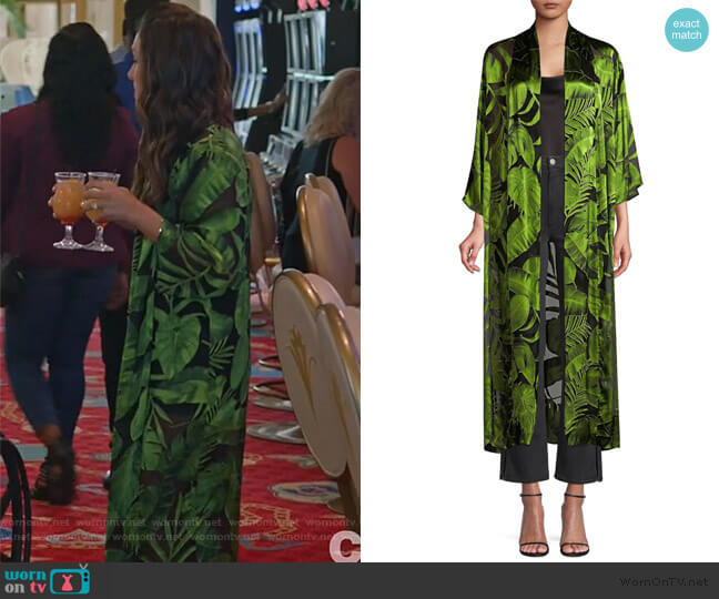 Kalena Caftan by Alice + Olivia worn by Colleen Brandon-Ortega (Angelique Cabral) on Life in Pieces