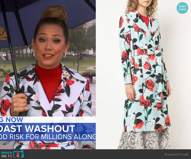 Structured Floral Coat by Alice + Olivia worn by Ginger Zee on Good Morning America