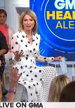 Amy’s white polka dot midi dress on Good Morning America