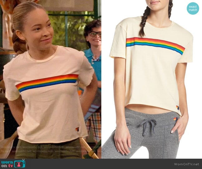 Aviator Nation Rainbow Tee worn by Ava (Shelby Simmons) on Bunkd