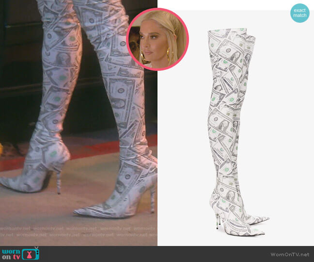 Knife Dollars Boots by Balenciaga worn by Erika Jayne on The Real Housewives of Beverly Hills