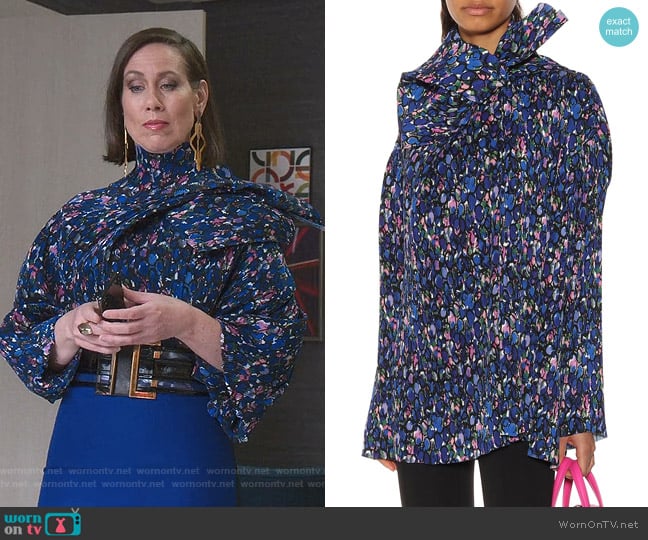 Printed Plissé Blouse by Balenciaga worn by Diana Trout (Miriam Shor) on Younger