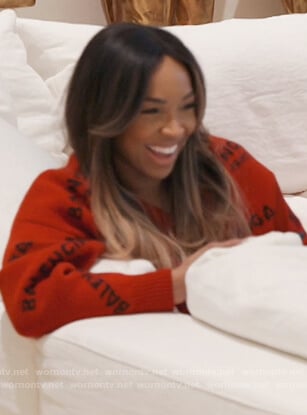 Malika's red balenciaga logo sweater on Keeping Up with the Kardashians