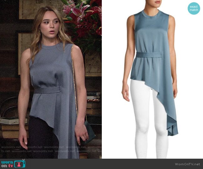 Bcbgmaxazria Sleeveless Asymmetric Blouse worn by Summer Newman (Hunter King) on The Young and the Restless