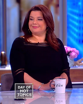 Ana’s black eyelet trim dress on The View