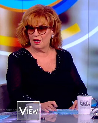 Joy’s black mesh embellished blouse on The View