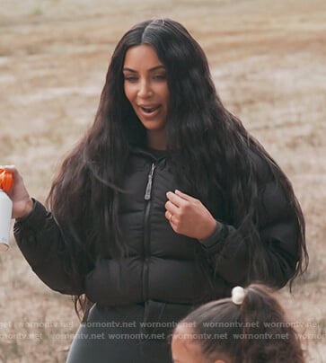 Kim's black puffer jacket on Keeping Up with the Kardashians