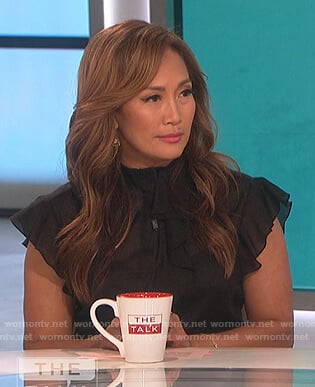 Carrie's black ruffle top on The Talk