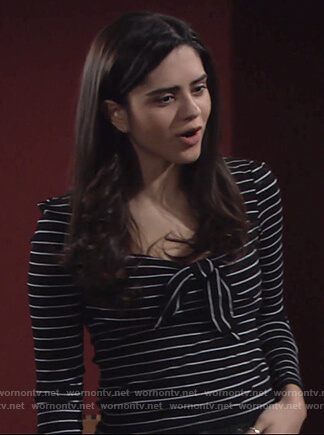Lola's black striped tie top on Young and the Restless