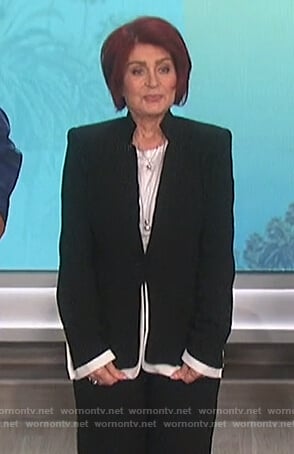 Sharon’s black contrast trim blazer on The Talk