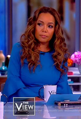 Sunny’s blue bell sleeve dress on The View