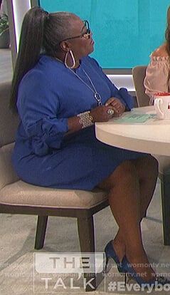 Sheryl’s blue tie sleeve dress on The Talk