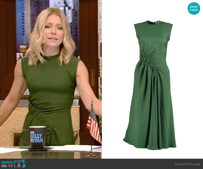 WornOnTV: Kelly’s green ruched dress on Live with Kelly and Ryan ...