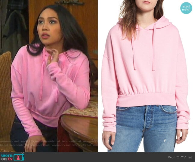 Crop Hoodie by BP worn by Haley Chen (Thia Megia) on Days of our Lives