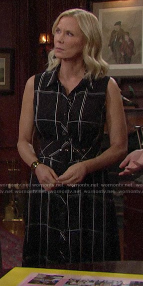 Brooke’s black plaid maxi shirtdress on The Bold and the Beautiful