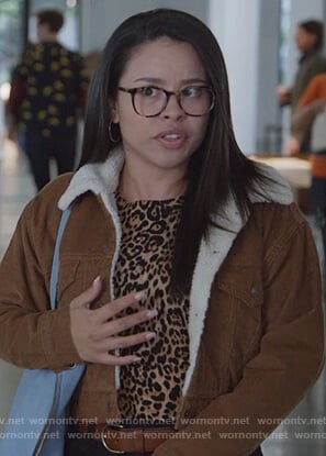 Mariana’s brown shearling jacket on Good Trouble