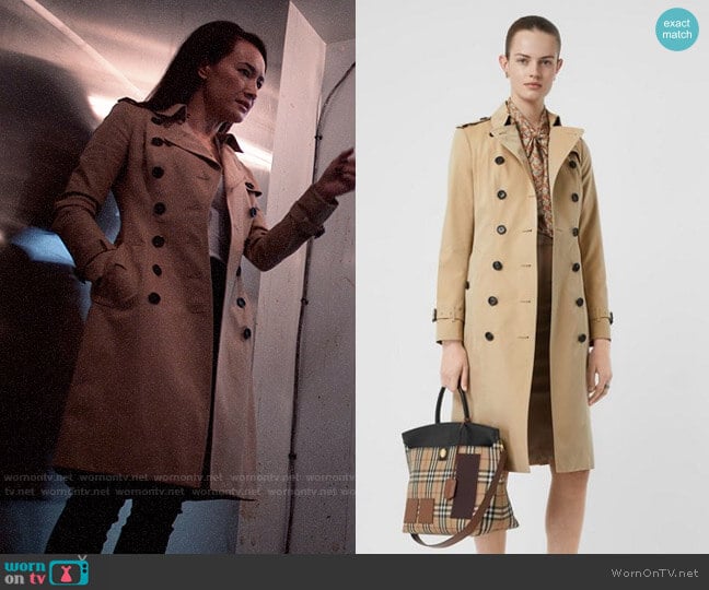 Burberry X-Long Sandringhame Trench worn by Hannah Wells (Maggie Q) on Designated Survivor