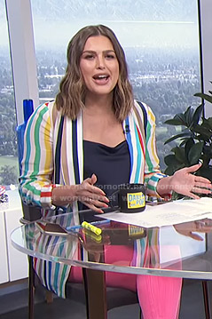 Carissa’s rainbow striped jacket on E! News Daily Pop