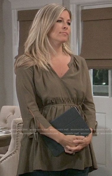 Carly’s olive green maternity top on General Hospital