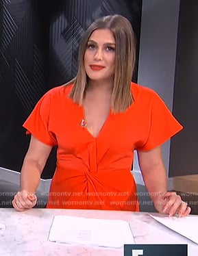 Carissa’s orange twist-front dress