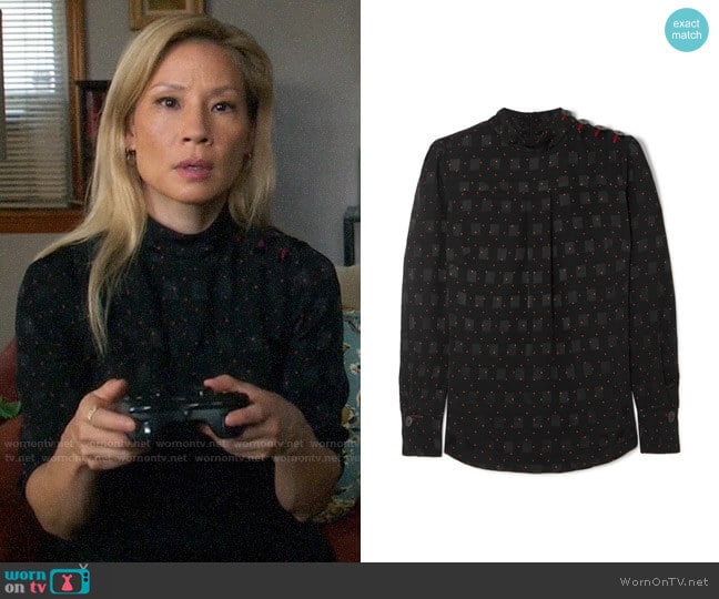 Cefinn Printed jacquard blouse worn by Joan Watson (Lucy Liu) on Elementary