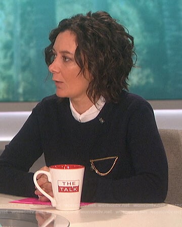 Sara’s chain embellished sweater on The Talk