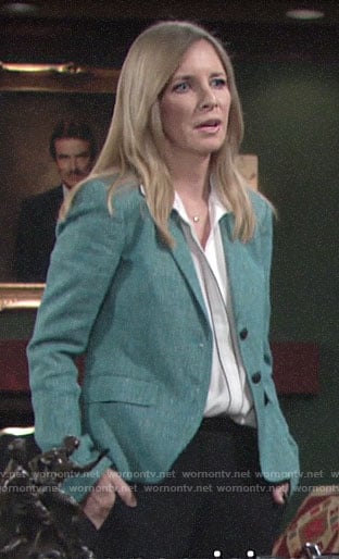 Christine’s green tweed blazer on The Young and the Restless