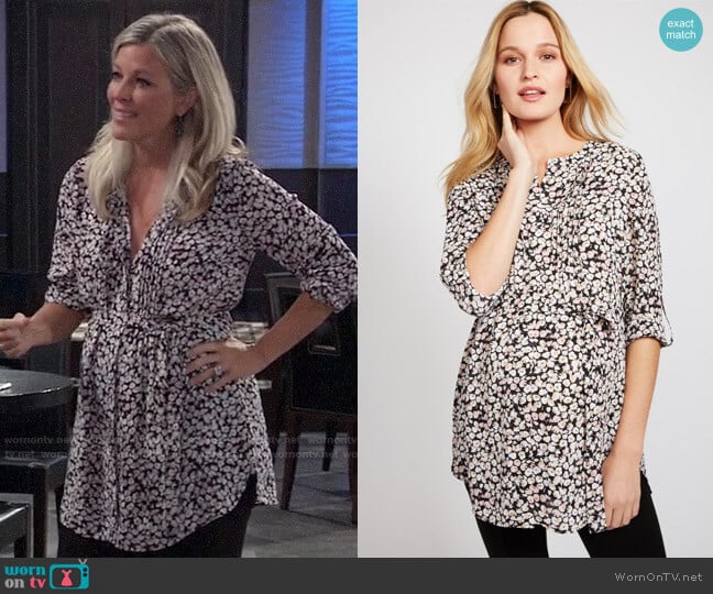 Daniel Rainn Tie Front Maternity Tunic worn by Carly Spencer (Laura Wright) on General Hospital