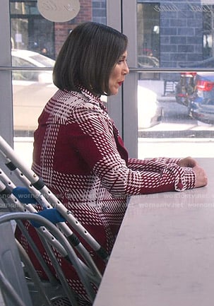 Diana's red and white checked coat on Younger