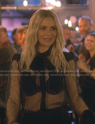 Drit's black polka dot sheer blouse on The Real Housewives of Beverly Hills