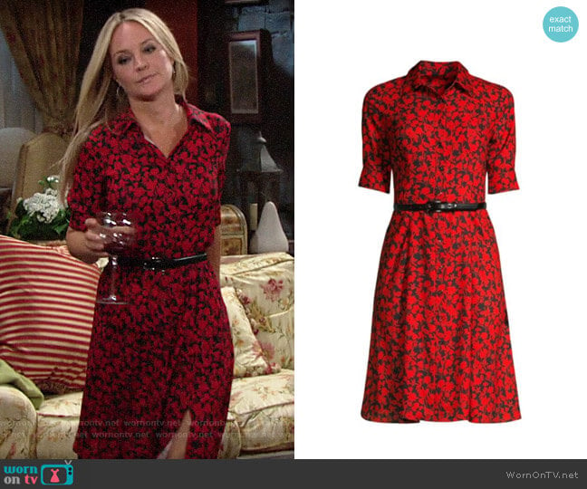 Elie Tahari Aisha Floral Shirtdress worn by Sharon Newman (Sharon Case) on The Young and the Restless