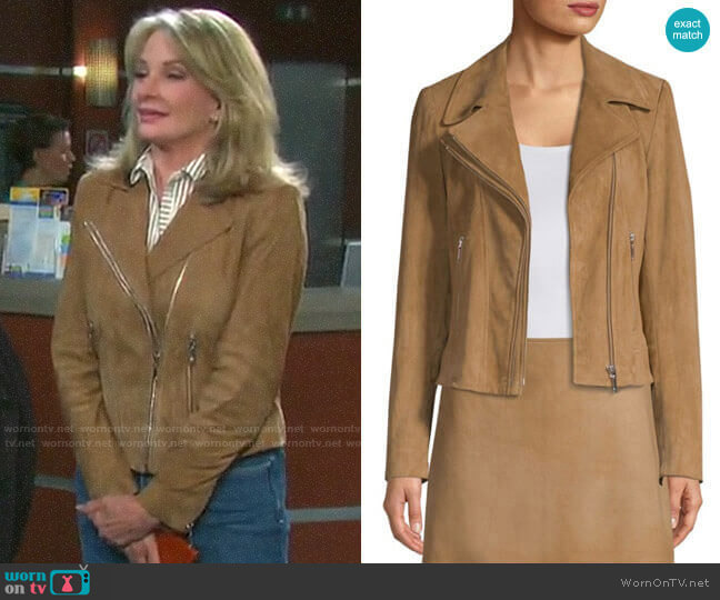 WornOnTV: Marlena’s striped blouse and suede moto jacket on Days of our ...