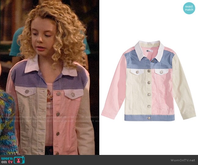 Epic Threads Loved Colorblocked Cotton Denim Jacket worn by Destiny Baker (Mallory James Mahoney) on Bunkd