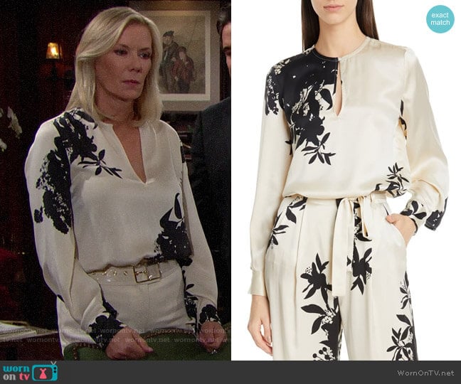 Equipment Delainey Blouse worn by Brooke Logan (Katherine Kelly Lang) on The Bold and the Beautiful