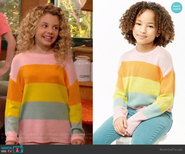 Forever 21 Girls Striped Knit Sweater worn by Destiny Baker (Mallory James Mahoney) on Bunkd