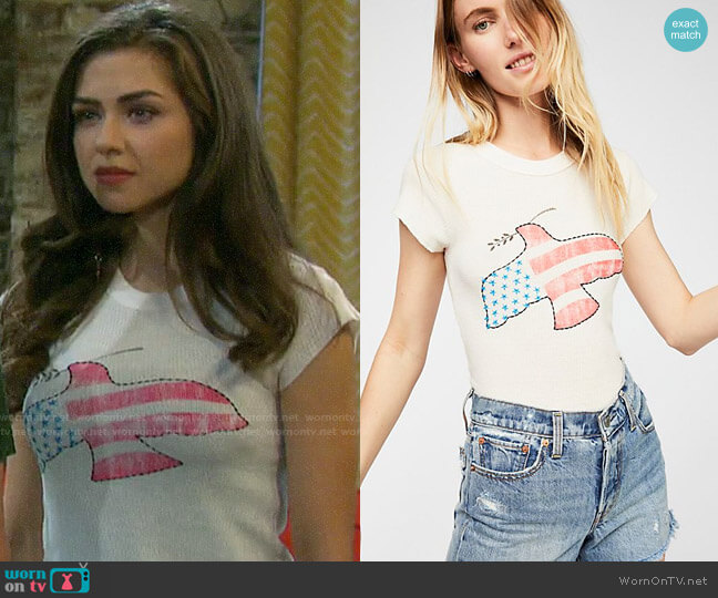 We the Free Love Dove Tee worn by Ciara Brady (Victoria Konefal) on Days of our Lives