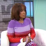 Gayle’s purple and red ribbed sweater and skirt on CBS Mornings