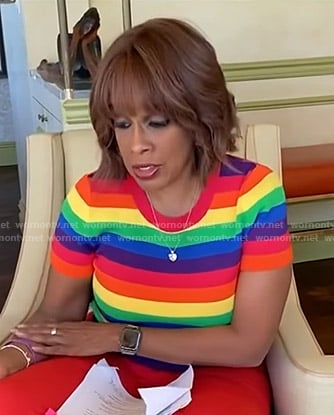 Gayle’s rainbow striped tee on CBS This Morning