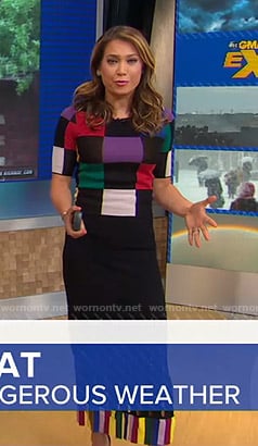 Ginger's multicolored checked top and fringed skirt on Good Morning America