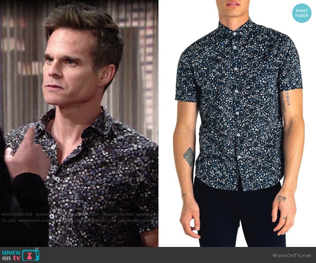 Good Man Brand Slim Fit Kensington Floral Print Shirt worn by Kevin Fisher (Greg Rikaart) on The Young and the Restless