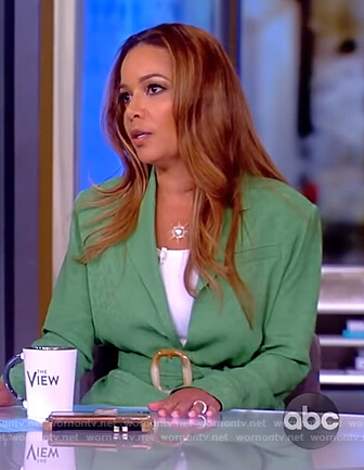 Sunny’s green belted blazer and pants on The View